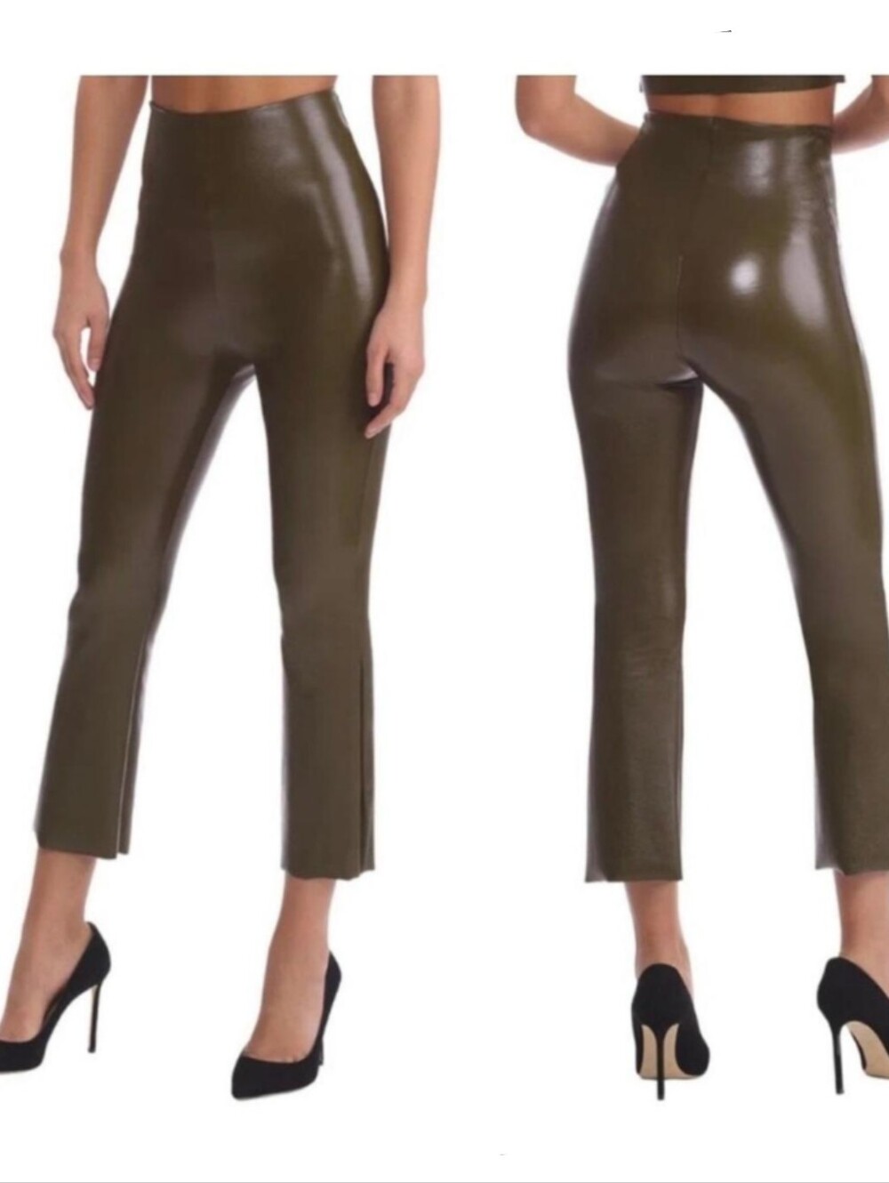 Commando Faux Leather Crop Flare in Cadet